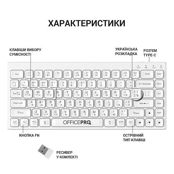 Фото - Клавіатура бездротова OfficePro SK955W
