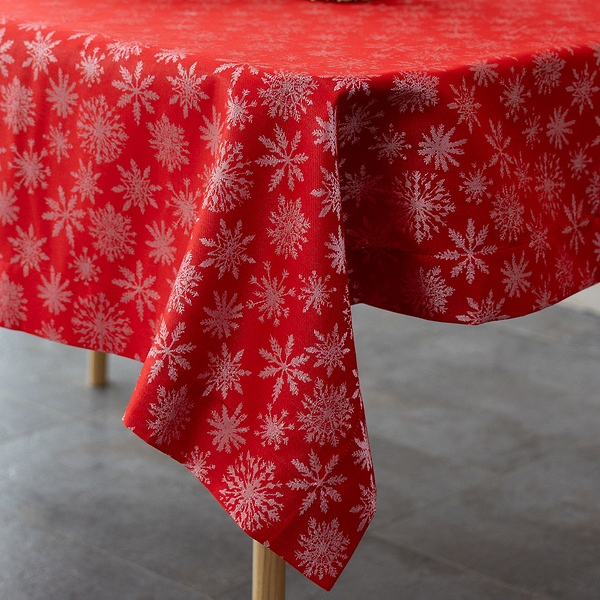Фото - Скатерть прямоугольная Едельвіка Снежинки 180х145 см Червона (247-23/00)