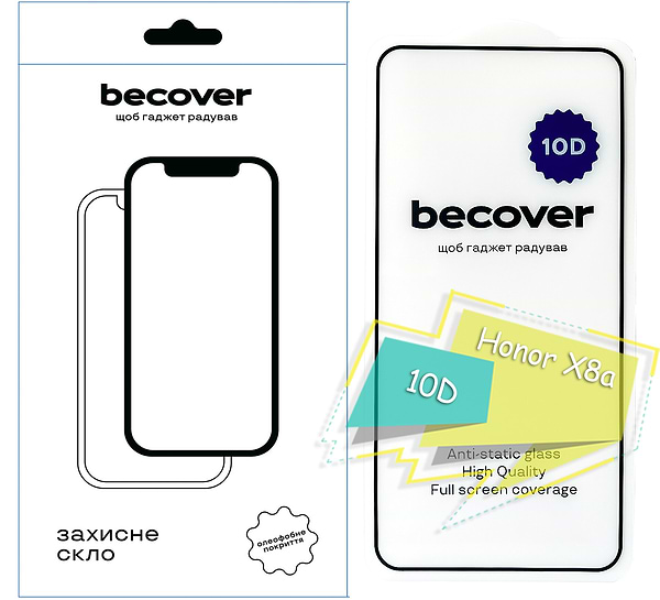 Фото - Захисне скло для смартфону BeCover for Honor X8a 10D Black (713163)