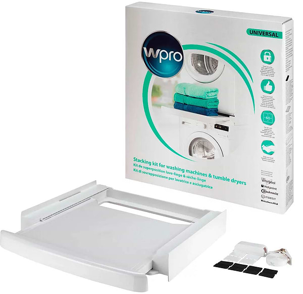 Фото - Комплект техніки Whirlpool Пральна машина з фронтальним завантаженням + Сушильна машина + Комплект кріплень для встановлення в колону Whirlpool WAM 81WB UA + WPS 8 WBS UA + SKS101 White
