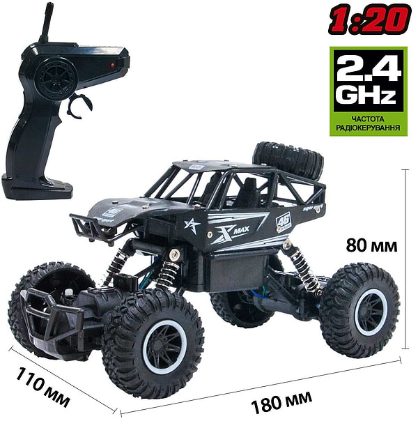 Фото - Радіокерована машинка 1:20 Sulong Toys Off-Road Crawler – Rock Sport (черный, аккум. 3,6V, метал. корпус) (SL-110AB)