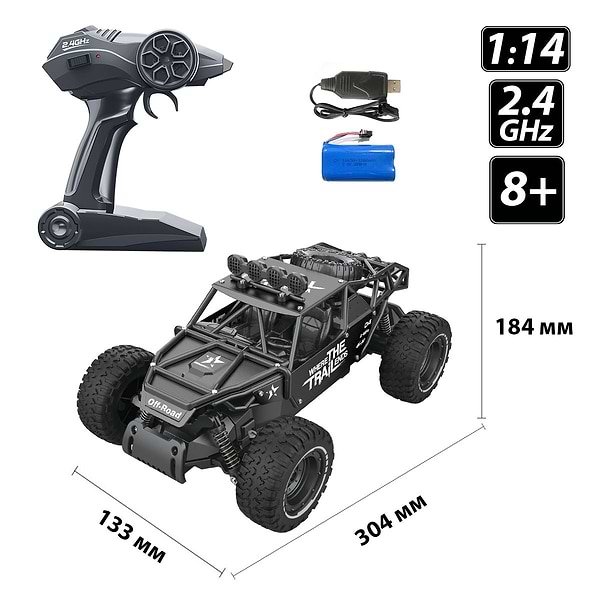 Фото - Радиоуправляемая машинка Sulong Toys OFF-ROAD CRAWLER на р/у – RACE (матовый черный, металл. корпус, аккум.6V, 1:14) (SL-309RHMBl)