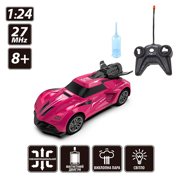 Фото - Радіокерована машинка
Sulong Toys Spray Car на р/к – Sport (рожевий, 1:24, світло, вихлопна пара) (SL-354RHP)