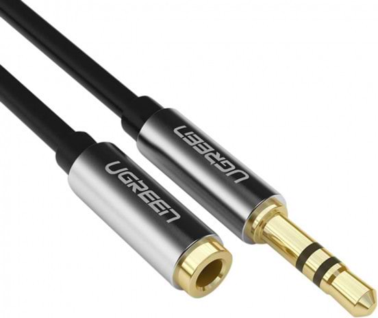 Кабель 3.5 мм -3.5 мм UGREEN AV118 3.5 mm Male to 3.5 mm Female 1 m Black (10592) - Фото 1