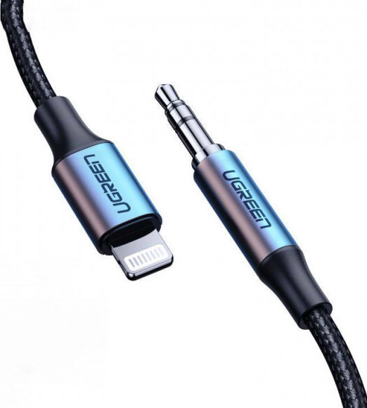 Фото - Уценка - Переходник аудио UGREEN US315 3.5 mm Male to Lightning Audio Cable Braided with Aluminum Shell 1 m Black (70509)