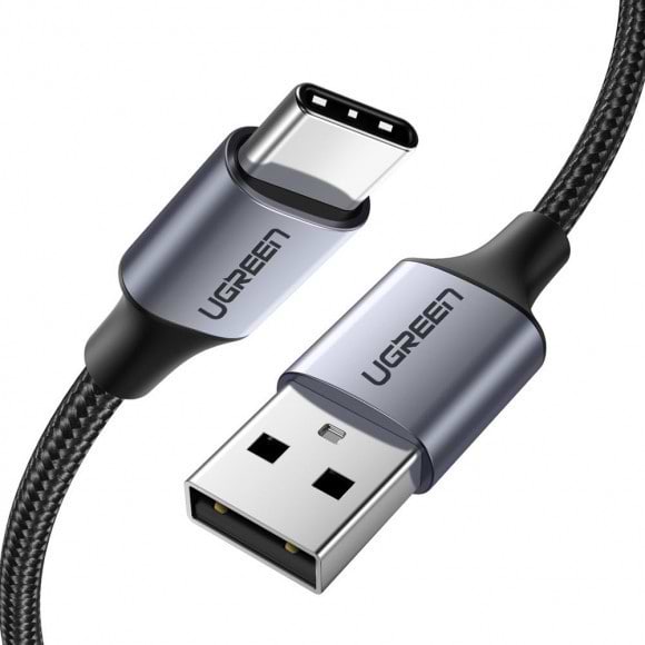 Кабель синхронізації даних UGREEN US288 USB-A 2.0 - USB Type-C Aluminium Braid, 1.5 m Black (60127) - Фото 1