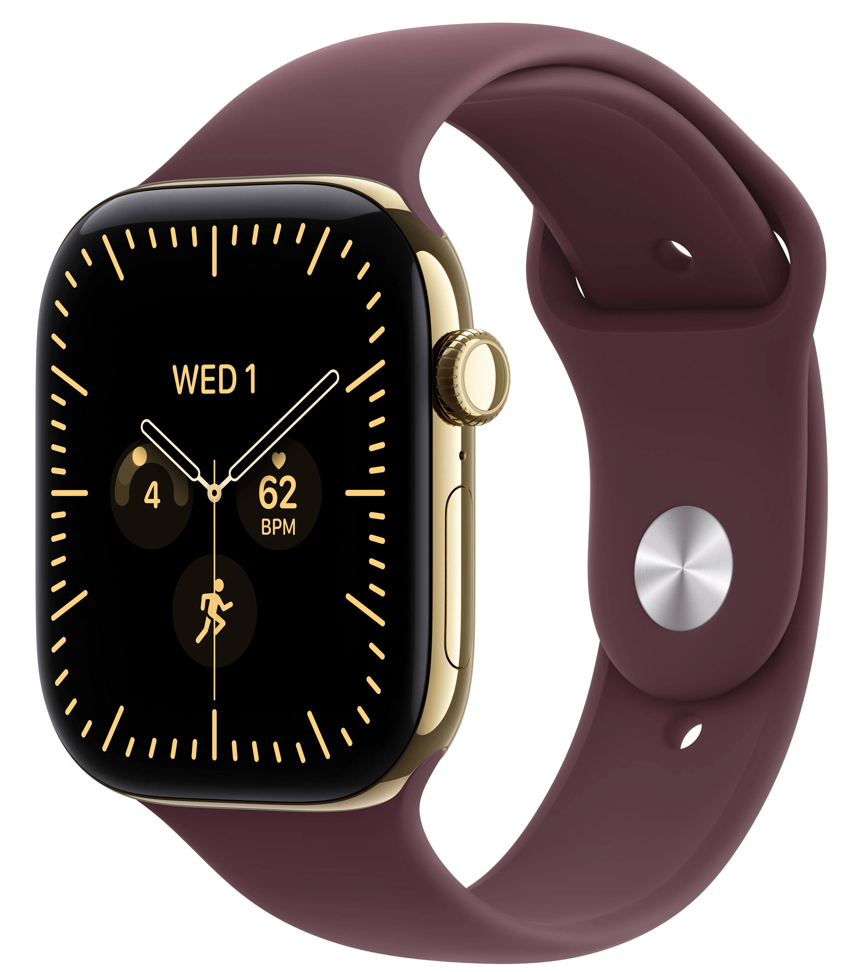 Смарт-часы Apple Watch Series 12 GPS + eSIM 42mm Radiant Gold Titanium Case with Burgundy Sport Band - M/L