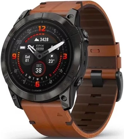Фото - Смарт-часы Garmin Epix Pro (g2) 51 Saph CrbnGryDLC Ti Chsnt Lthr (010-02804-30)