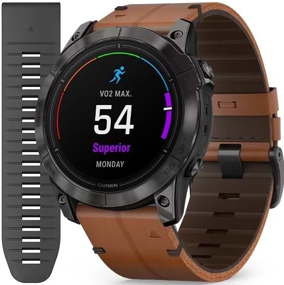 Фото - Смарт-часы Garmin Epix Pro (g2) 51 Saph CrbnGryDLC Ti Chsnt Lthr (010-02804-30)