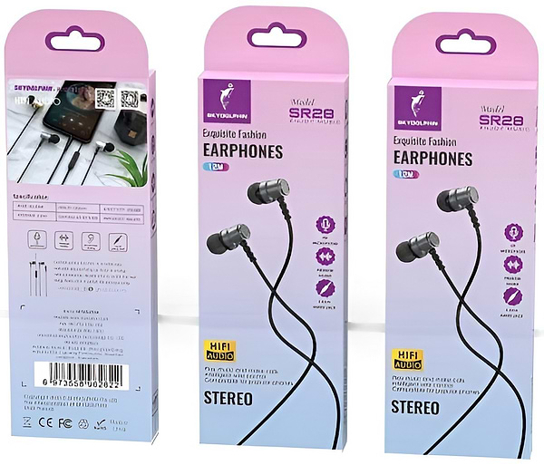 Фото - Навушники вкладиші дротові SkyDolphin SR28 Metal with mic Gray (HF-000471)