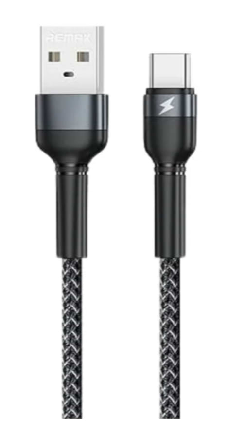 Кабель Remax Jany Series Aluminum Alloy Braided 2.4A data cable RC-124m/i/a Type-C-Black (6972174152851)
