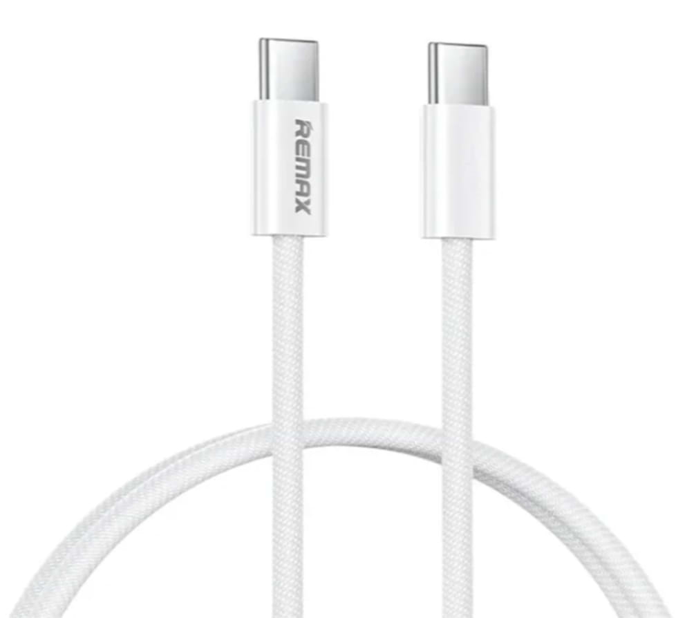 Кабель Remax Chelectricy Series 65W PD Fast Charging Braided Data Cable RC-C010 C-C White (6954851215493)