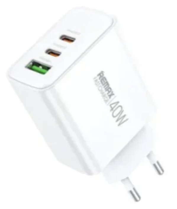 Мережевий зарядний пристрій Remax Kiddy Series 40W 1A+2C Fast Charger RP-U123 EU-White (6954851209515)