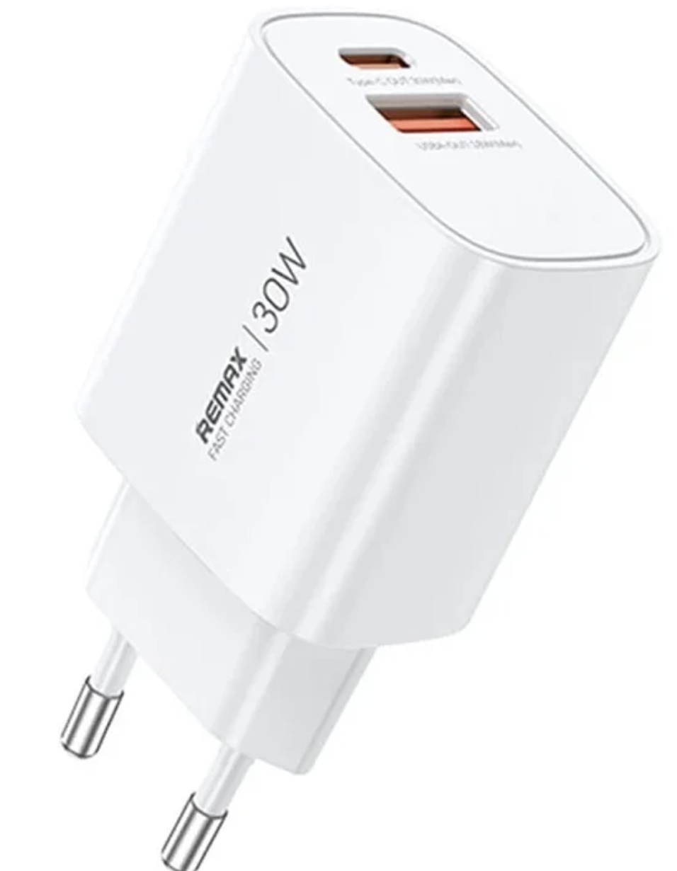 Сетевое зарядное устройство Remax GaN Fast Charging Charger A+C U187-AC30W EU (6954851247128)