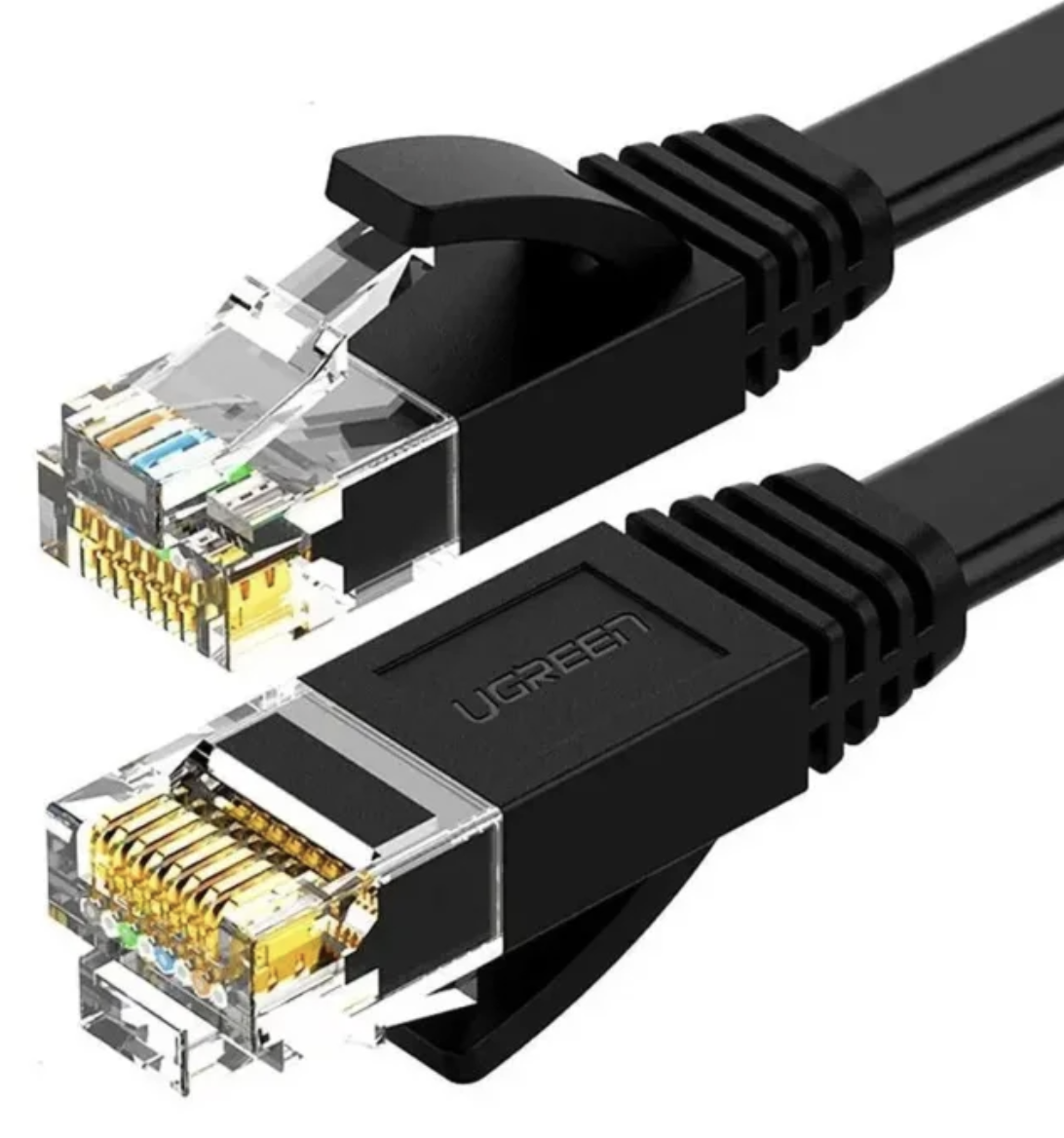 Кабель патч-корд UGREEN Cat 6 U/UTP Lan Flat Cable 1m Black (50173)