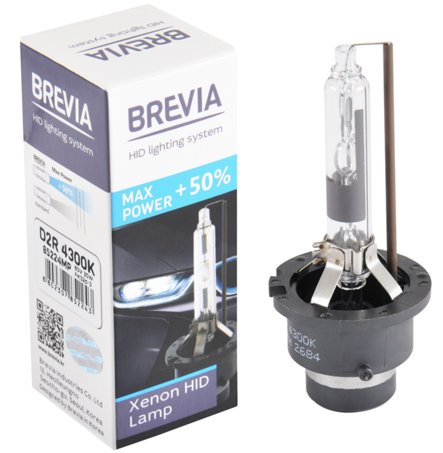 Автолампа Brevia D2R +50%,4300K,85V,35W PK32d-3, (85224MP)