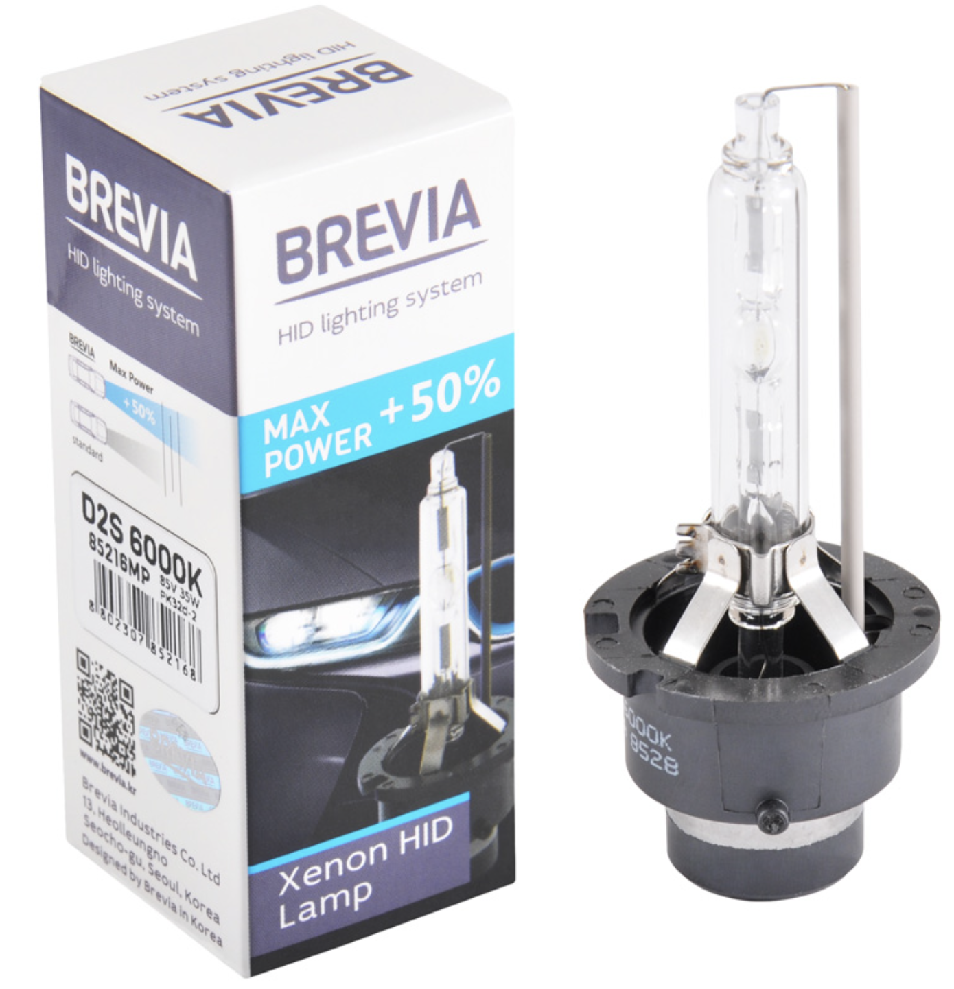 Автолампа Brevia D2S +50%,6000K,85V,35W PK32d-2, (85216MP)
