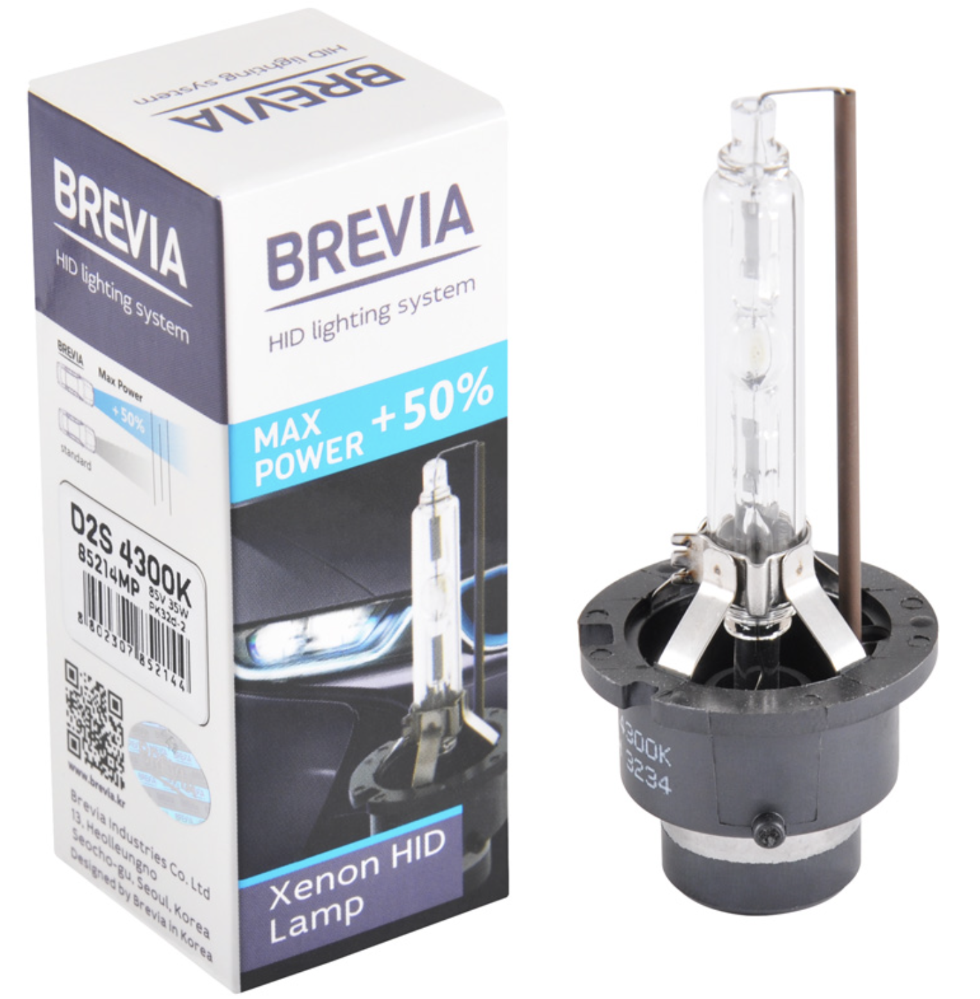 Автолампа Brevia D2S +50%,4300K,85V,35W PK32d-2, (85214MP)