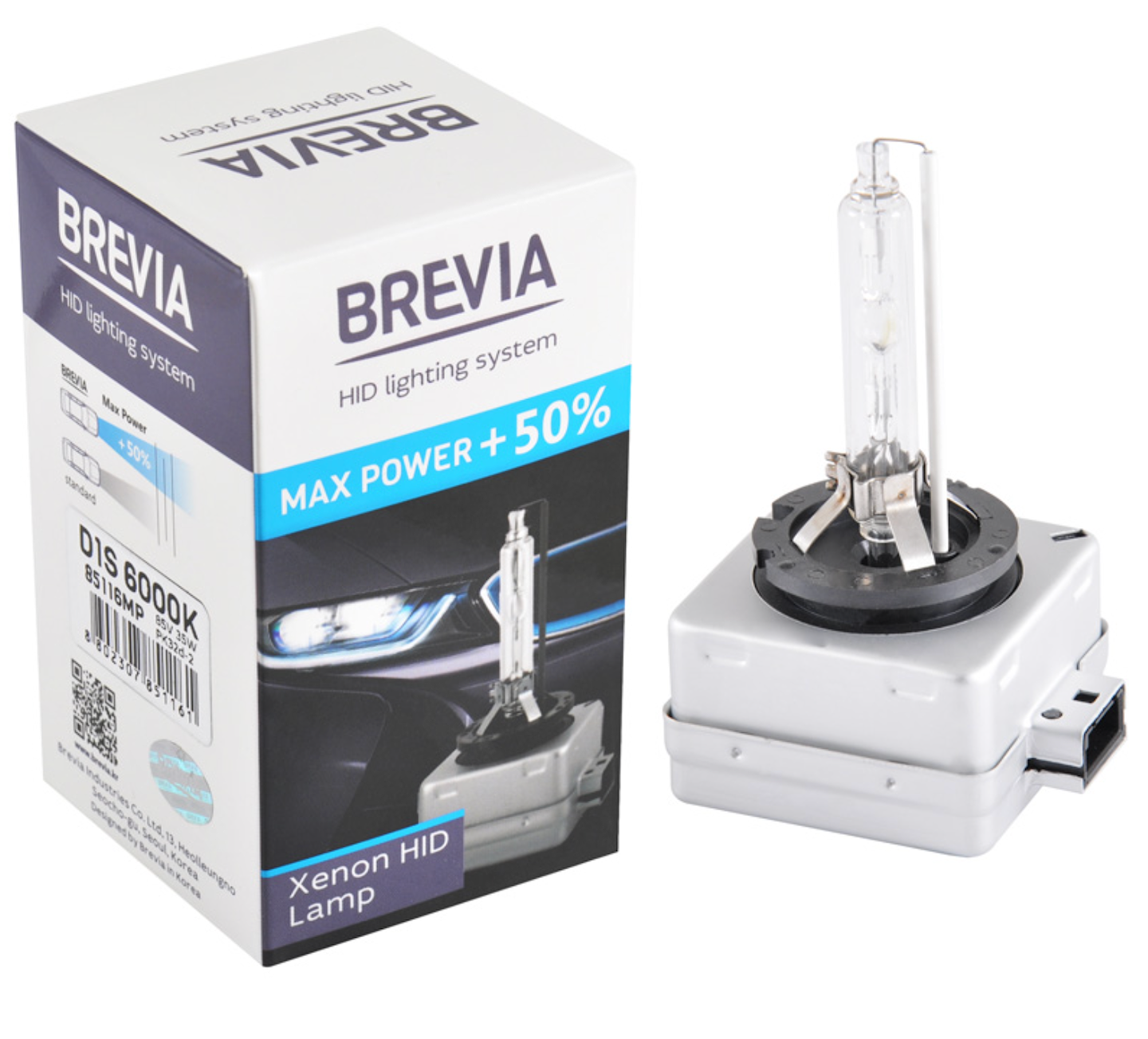 Автолампа Brevia D1S +50%,6000K,85V,35W PK32d-2, (85116MP)