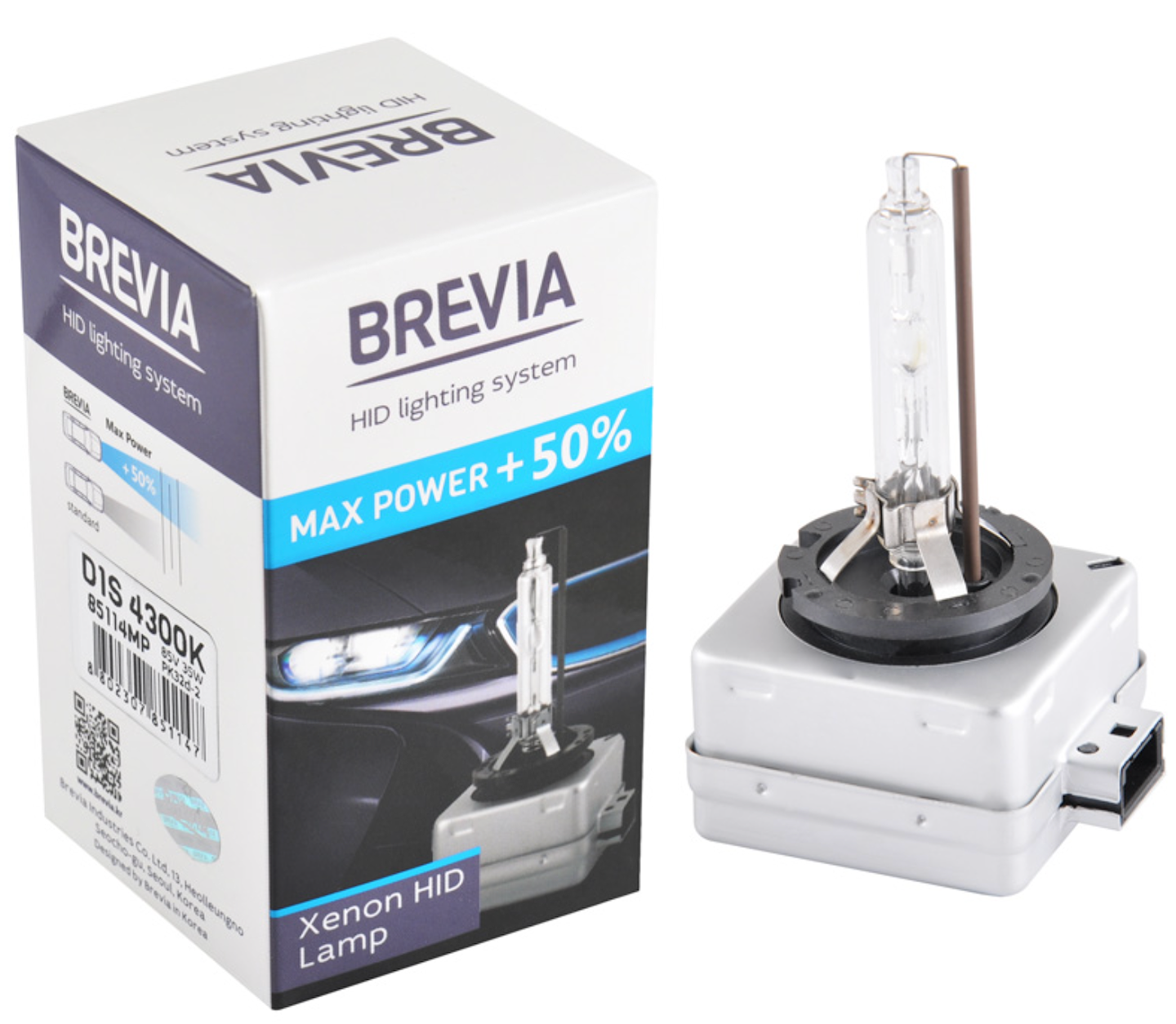 Автолампа Brevia D1S +50%,4300K,85V,35W PK32d-2, (85114MP)