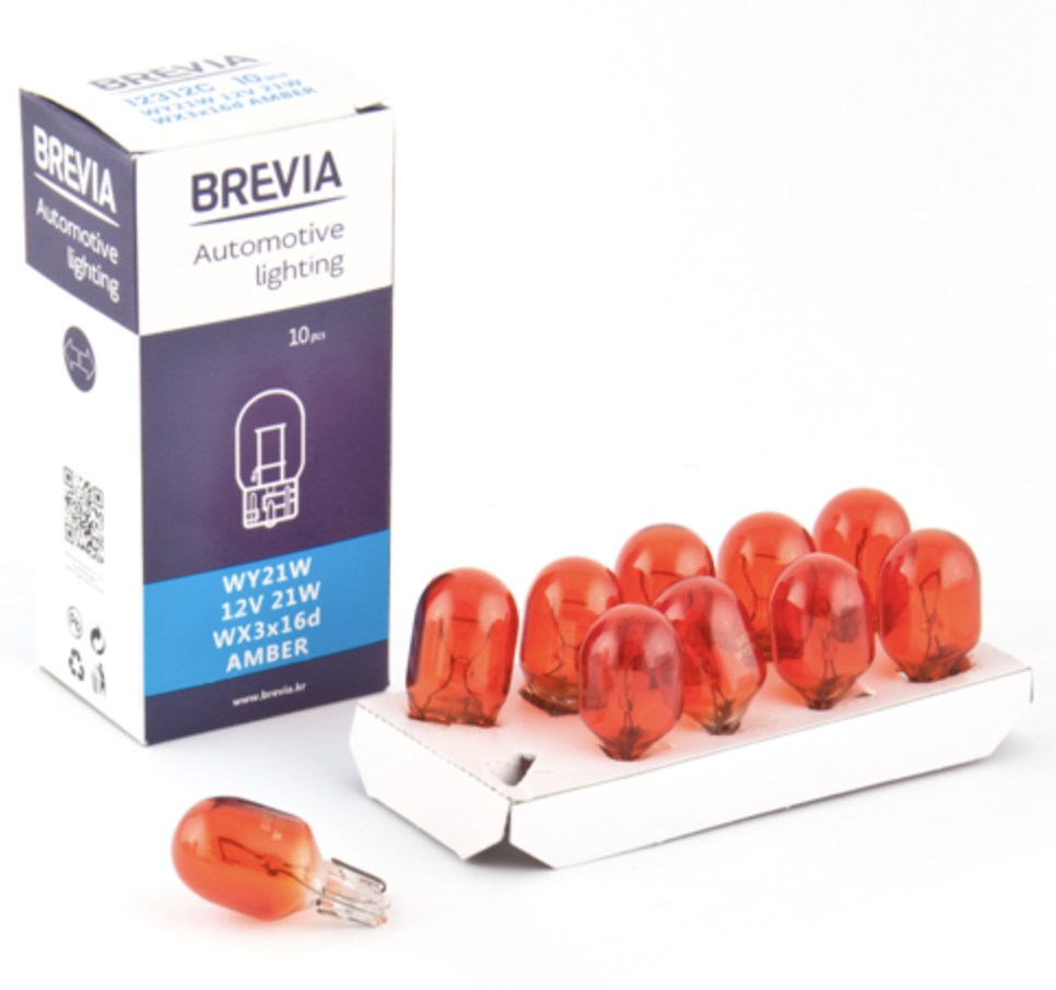 Автолампа Brevia WY21W 12V 21W WX3x16d AMBER CP (12312C)