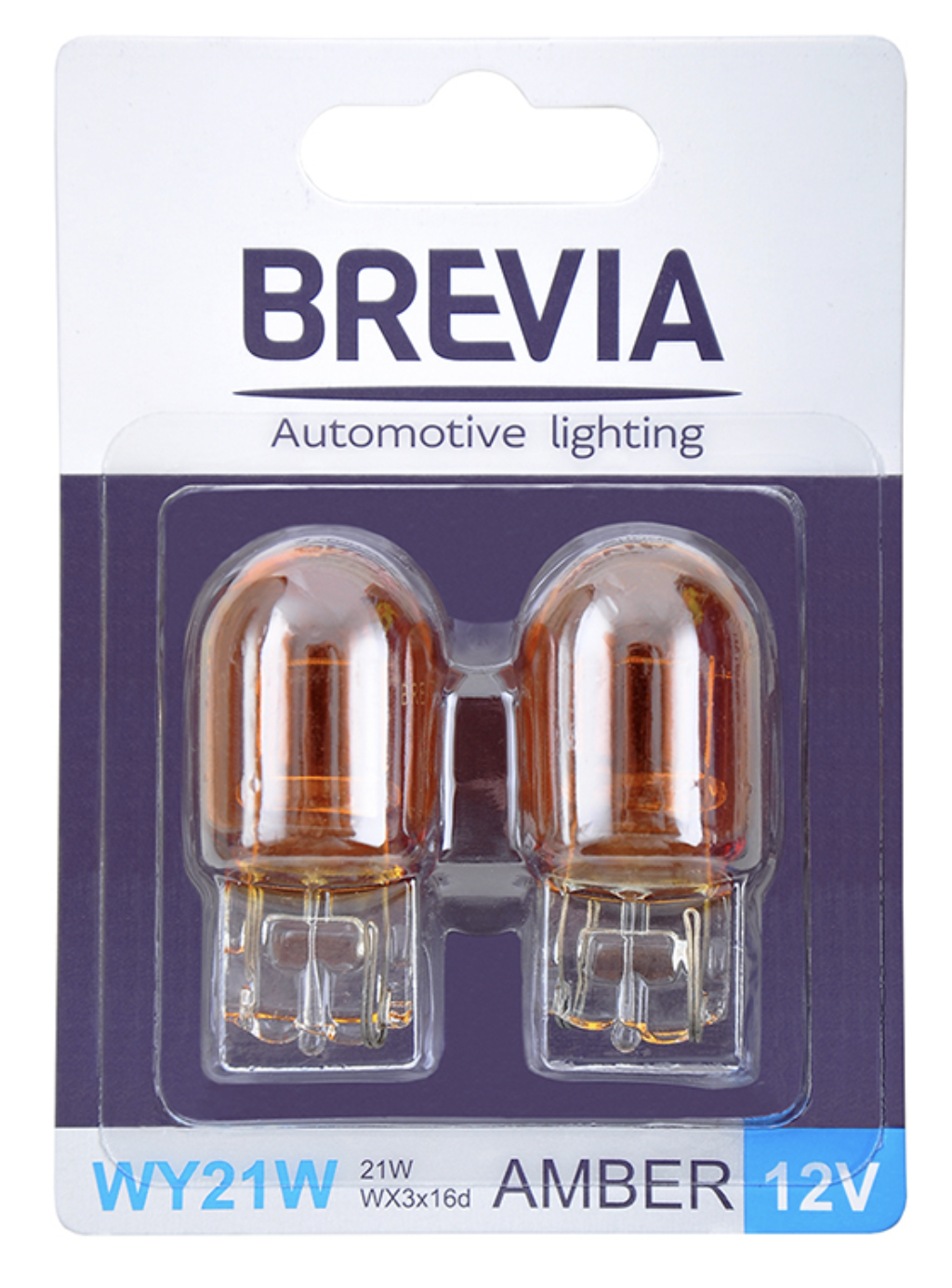 Автолампа Brevia WY21W 12V 21W WX3x16d AMBER B2 blister 2шт. (12312B2)