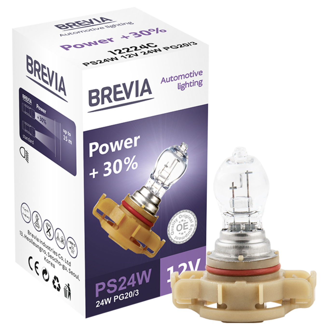 Автолампа Brevia PS24W 12V 24W PG20/3 Power +30% CP (12224C)