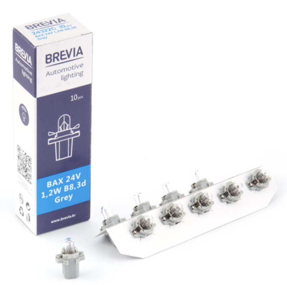 Автолампа Brevia BAX 24V 1.2W B8.3d Grey CP (24322C)