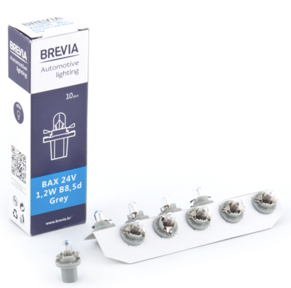 Автолампа Brevia BAX 24V 1.2W B8.5d Grey CP (24321C)