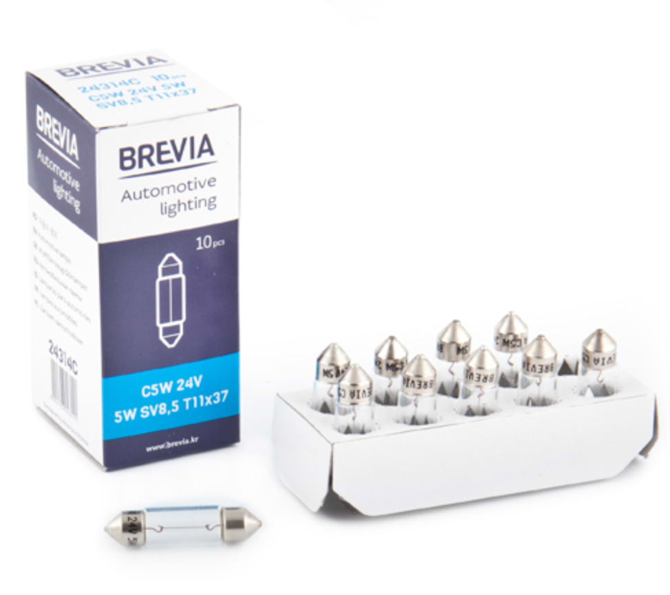 Автолампа Brevia C5W 24V 5W SV8.5 T11x37 CP (24314C)