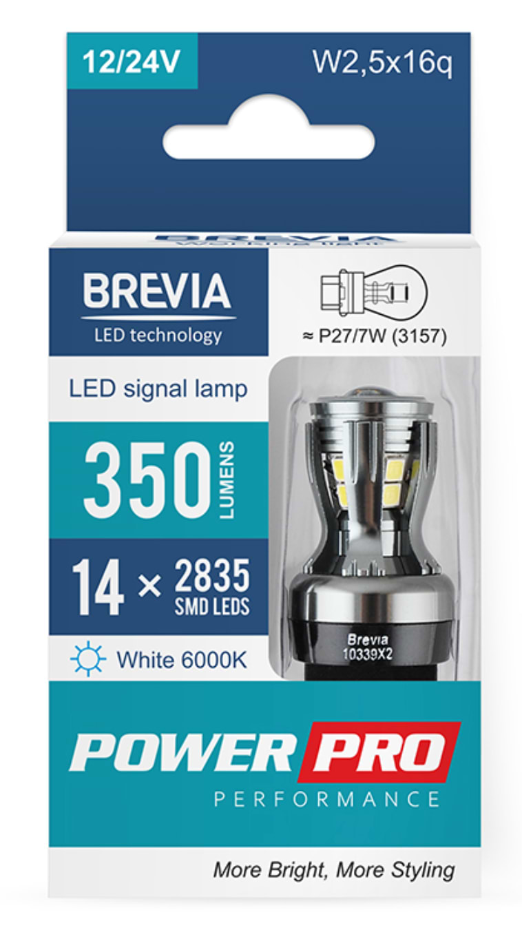Автолампа Brevia PowerPro P27/7W (10339X2)