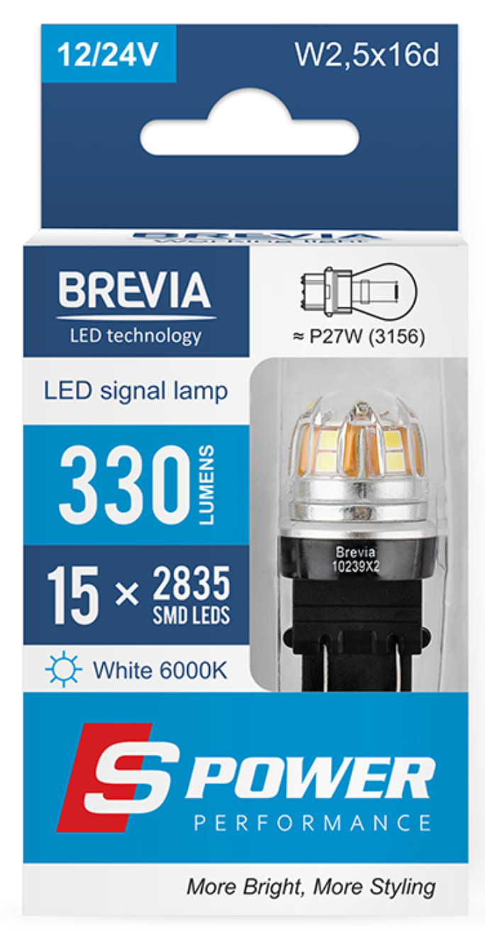 Автолампа Brevia S-Power P27/7W (10239X2)