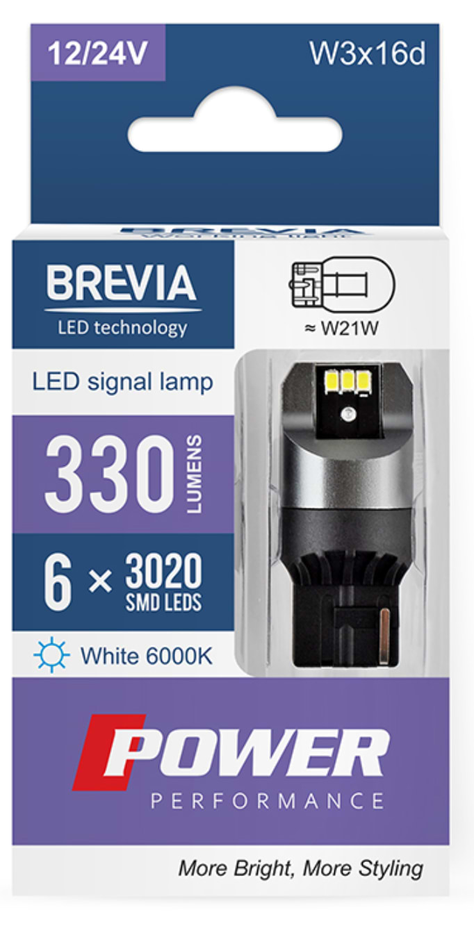 Автолампа Brevia Power W5W 150Lm 4x1616SMD 12/24V CANbus, 2шт. (10108X2)