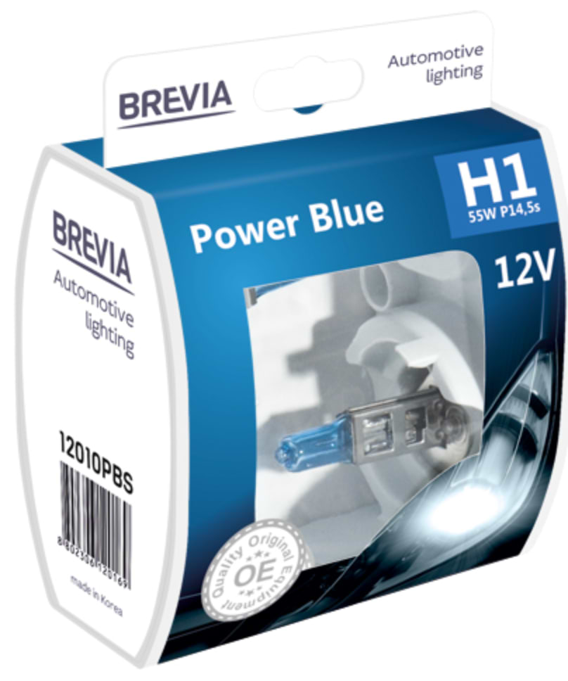 Автолампа Brevia H1 12V 55W P14.5s Power Blue S2 (12010PBS)