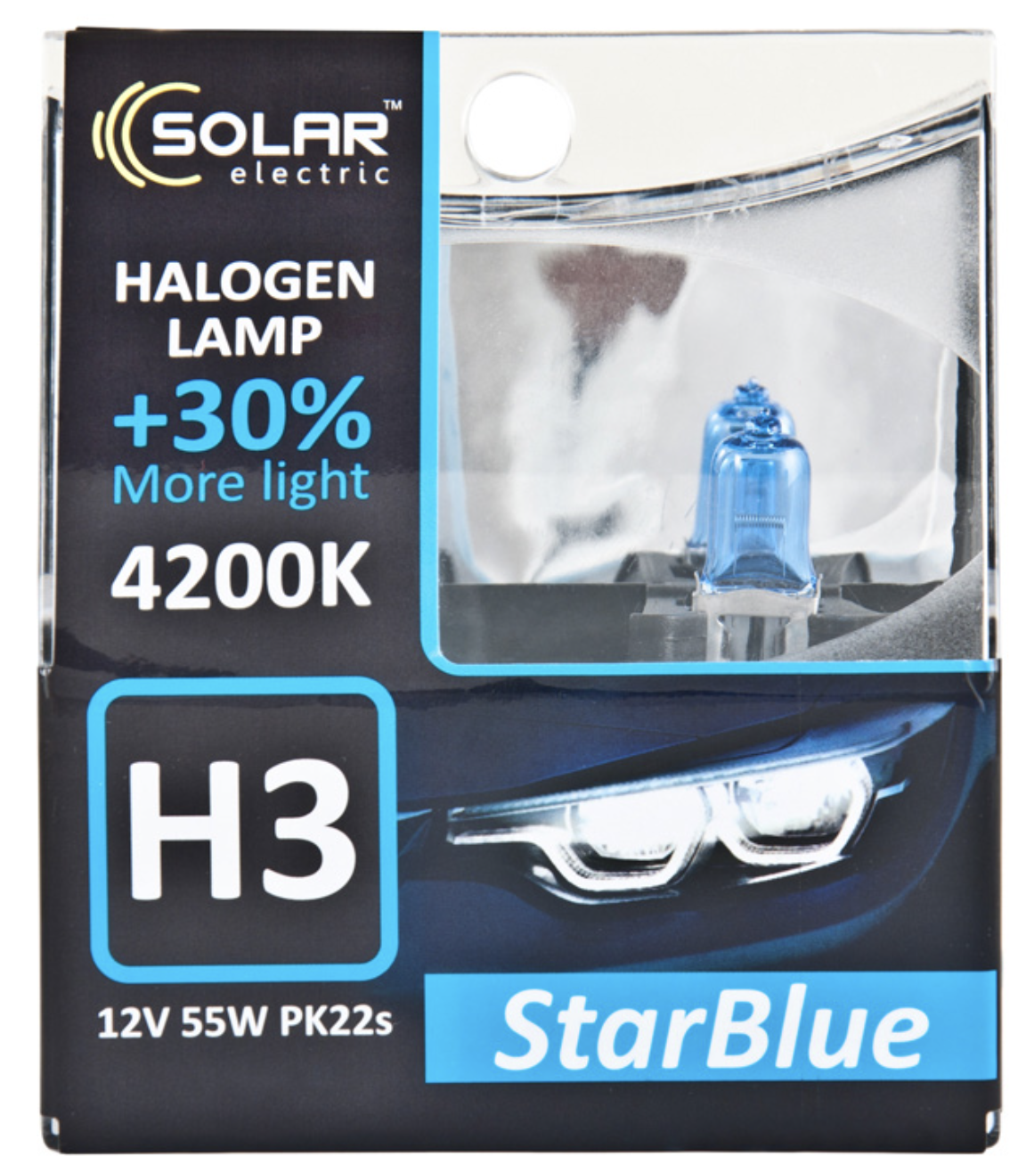 Автолампа Solar H3 12V 55W PK22s StarBlue 4200K SET (1243S2)