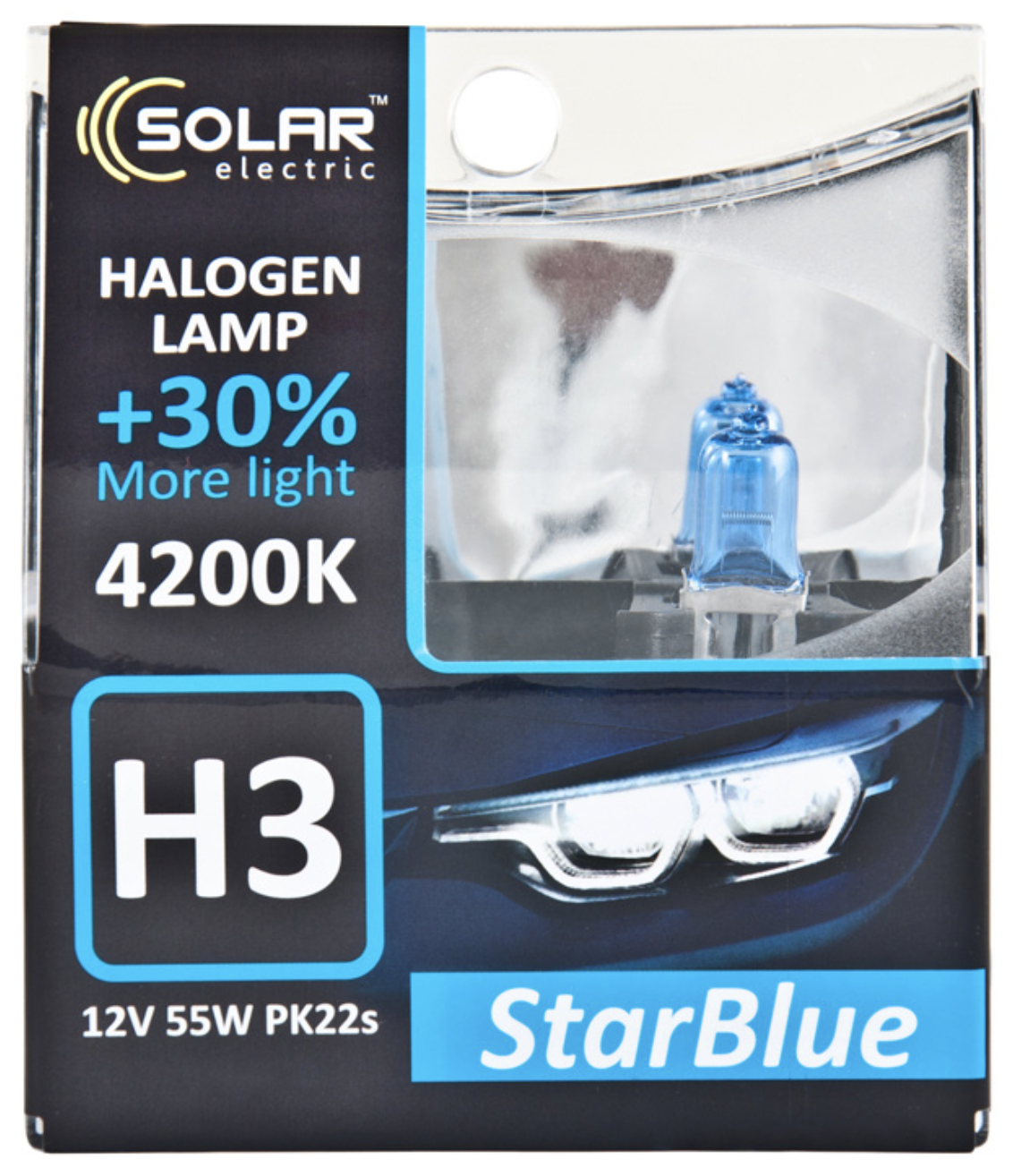 Автолампа Solar H3 12V 55W PK22s StarBlue 4200K (1243)