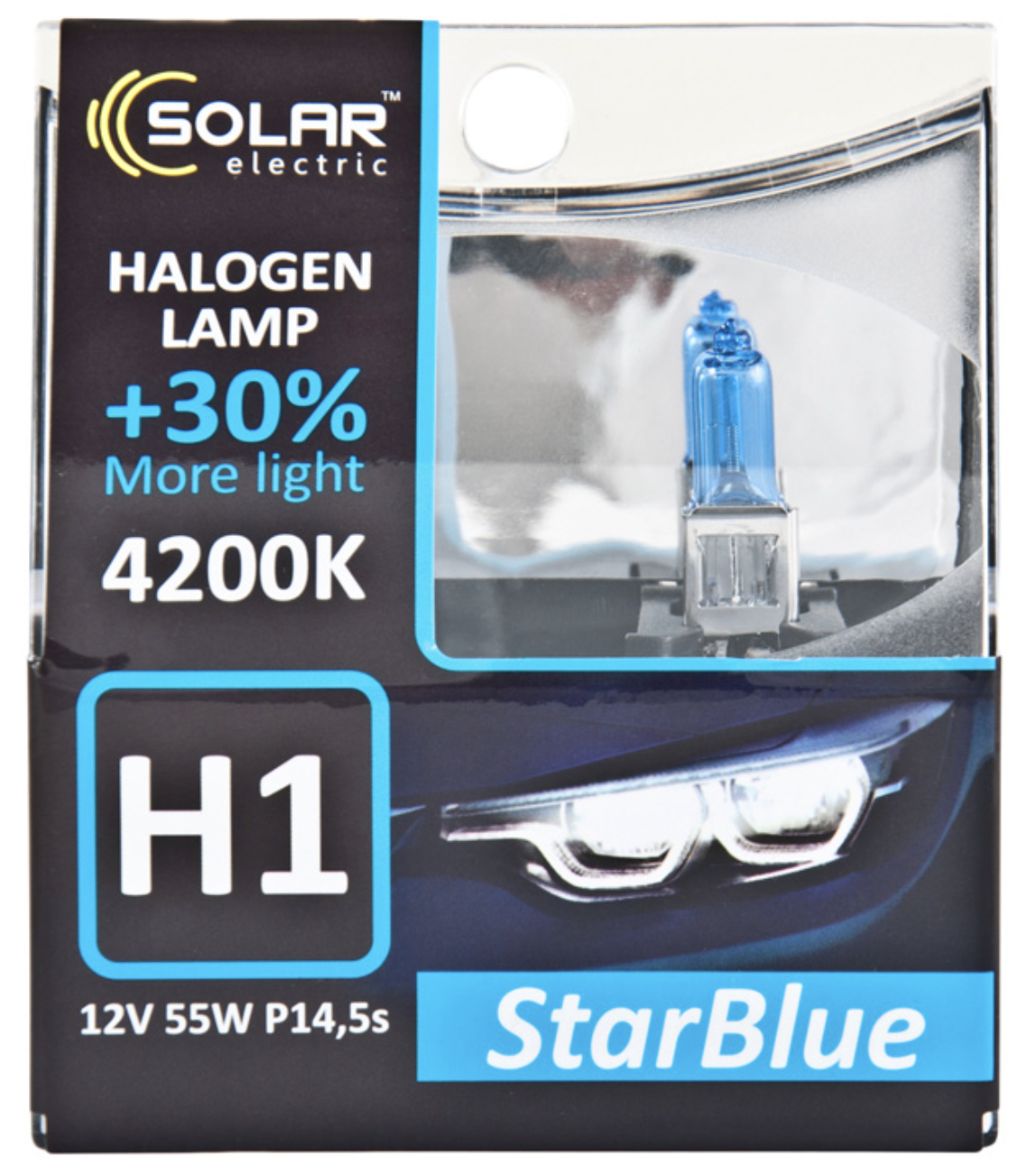 Автолампа Solar H1 12V 55W P14,5s StarBlue 4200K SET (1241S2)