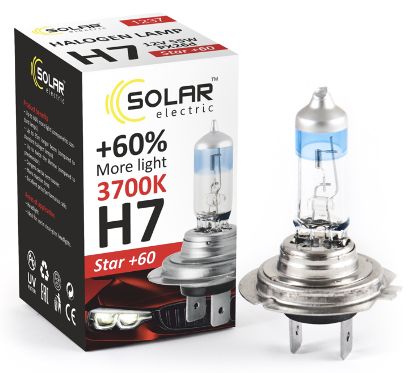 Автолампа Solar H7 12V 55W PX26d (1237)