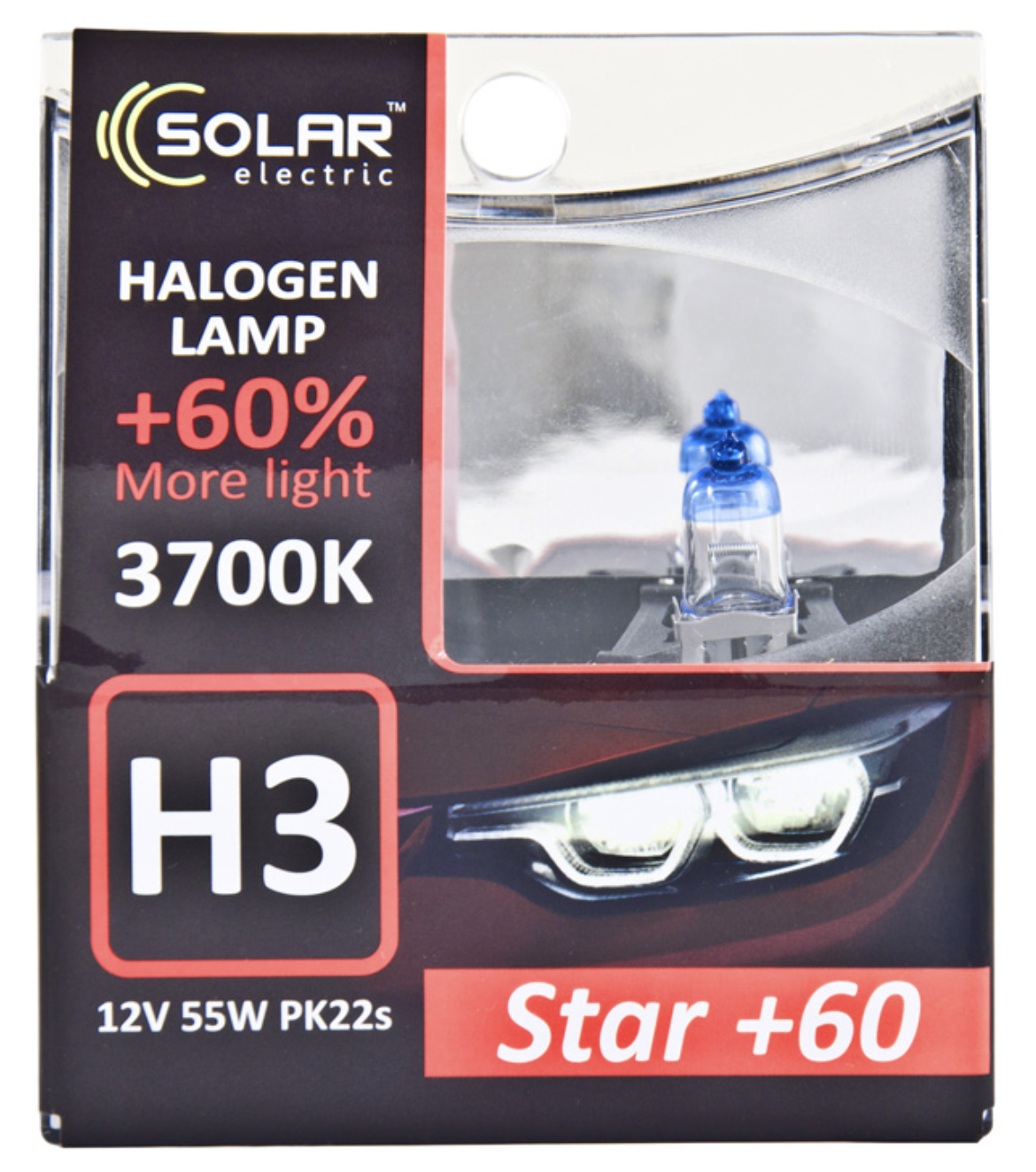 Автолампа Solar H3 12V 55W PK22s SET (1233S2)