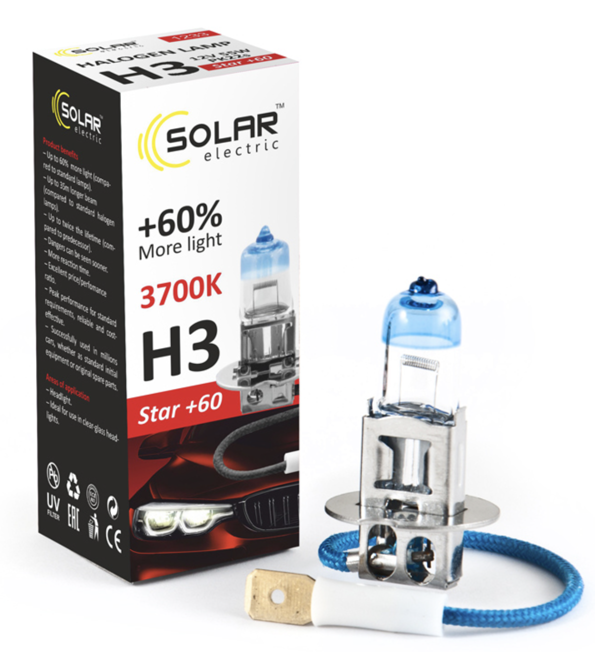 Автолампа Solar H3 12V 55W PK22s (1233)