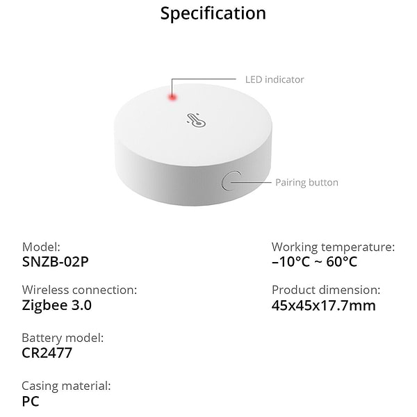 Фото - Бездротовий датчик температури і вологості повітря Sonoff Zigbee SNZB-02P