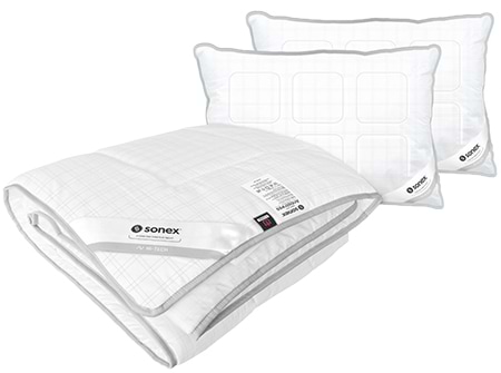 Фото - Набір ковдра євро + 2 подушки Sonex 200х220 штучний лебединий пух Antistress Карбон + дві подушки 50х70 (SO102195)