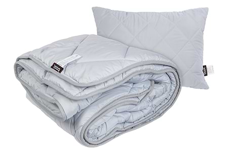 Фото - Набір ковдра полуторна + подушка Sonex 140x205 антиалергенне волокно Basic Silver + 50х70 (SO102343)