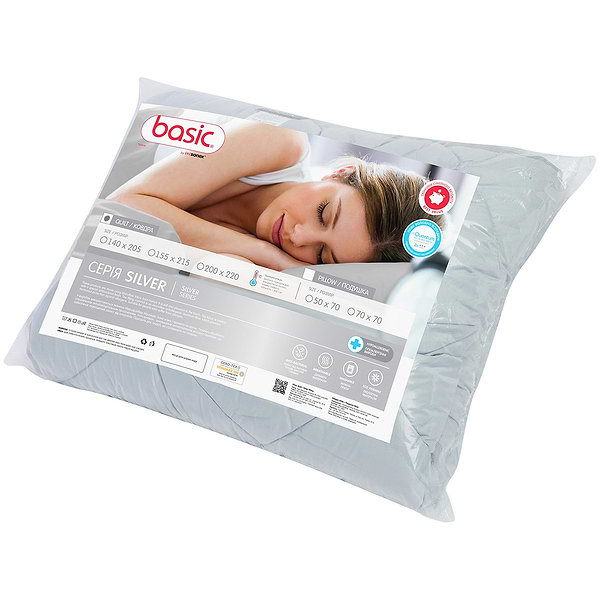 Фото - Набір ковдра євро + 2 подушки Sonex 200х220 антиалергенне волокно Basic Silver + 50х70 (SO102342)