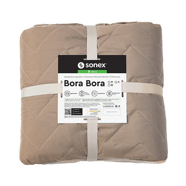 Фото - Набор покрывало + наволочки двуспальный Sonex Bora Bora 220x240 см +нав. 50x70 см 2 шт. Коричневый с бежевым (SO102397)