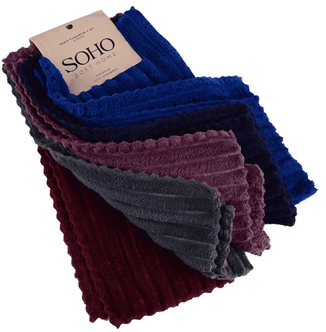 Набір рушників SOHO 30*30см мікроф. Stripe 5 шт.