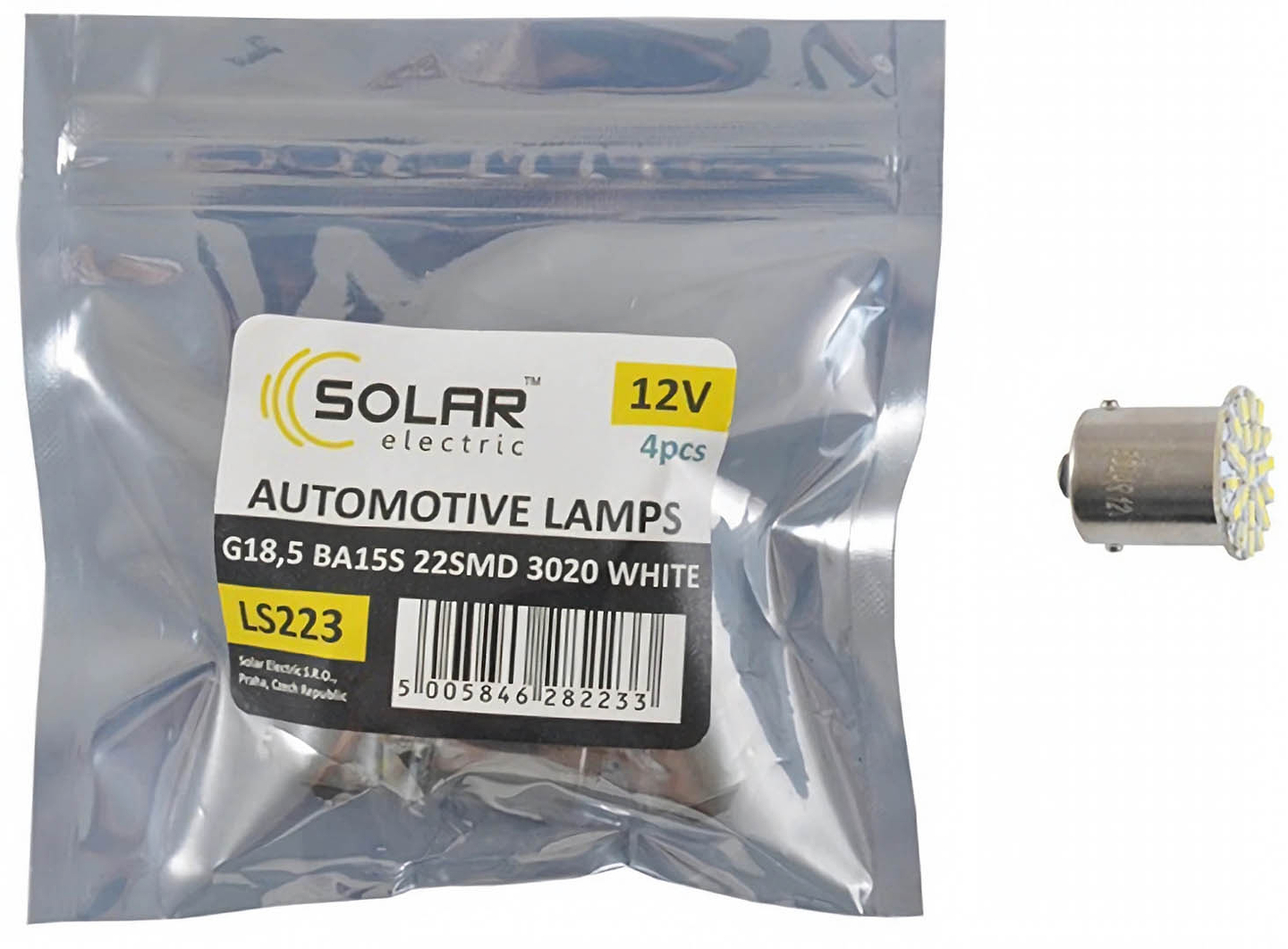 Автолампа Solar LED 12V G18.5 BA15s 22smd 3020 white 4 шт. (LS223_P)