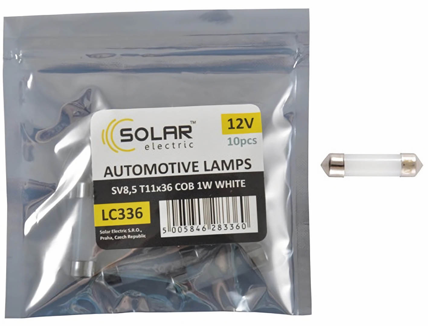 Автолампа Solar LED 12V SV8.5 T11x36 1COB 1W white 10 шт. (LC336_P)