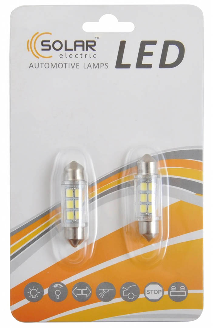 Автолампа Solar LED 12V SV8.5 3528 white 2 шт. (LS275_B2)