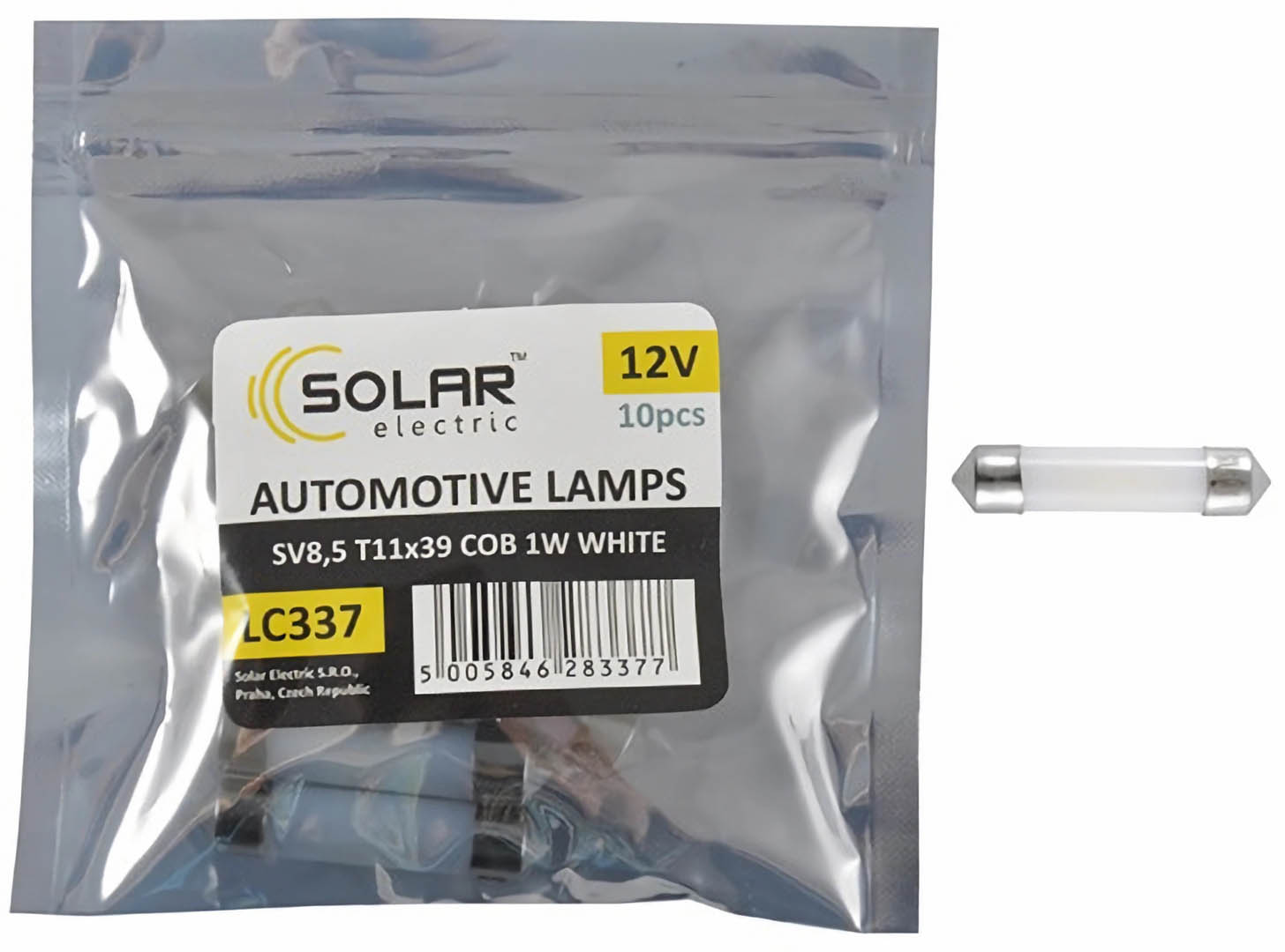Автолампа Solar LED 12V SV8.5 T11x39 1COB 1W white 10 шт. (LC337_P)